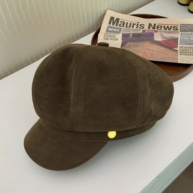 Cap Suede Newsboy Faux Plain