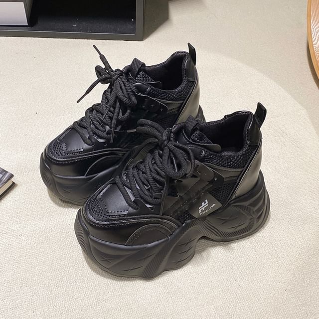 Sneakers Mesh Hidden Platform Wedge Panel