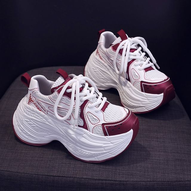 Platform Sneakers Mesh Panel