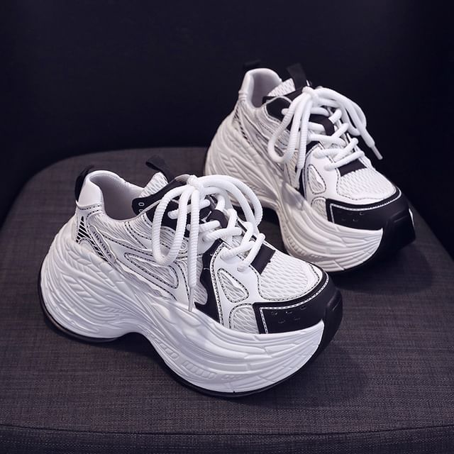 Platform Sneakers Mesh Panel