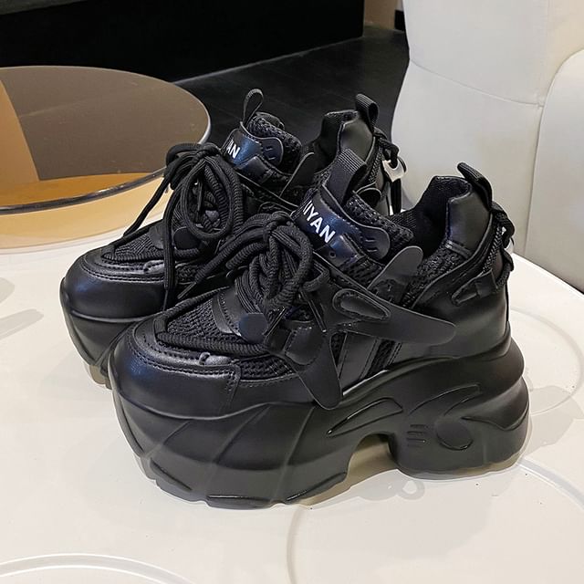 Mesh Hidden Panel Sneakers Platform Wedge