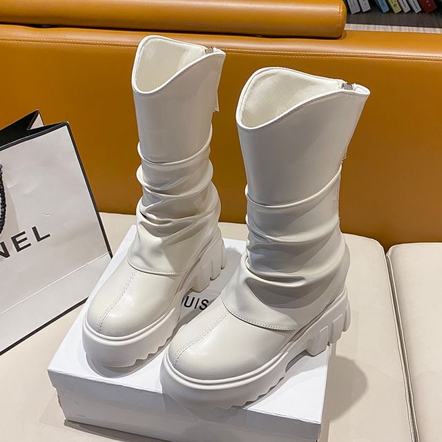 Panel Mid Platform Calf Boots