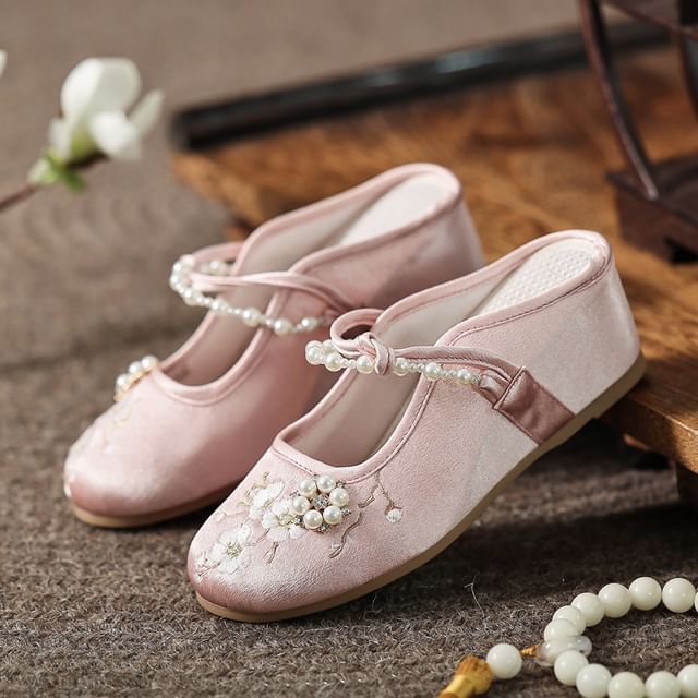 Beaded Mules Wedge-Heel