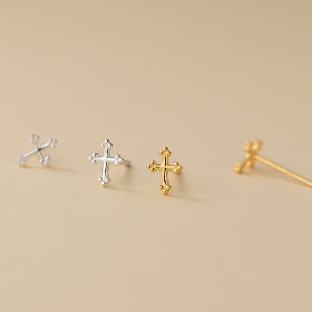 S999 Sterling Silver Cross Stud Earring