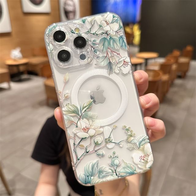 Magnetic MagSafe) Phone with Floral Case (Compatible