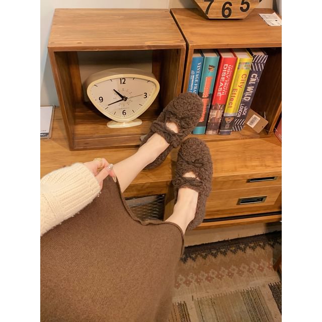 Fleece Jane Mary Shoes Wedge Hidden Bow