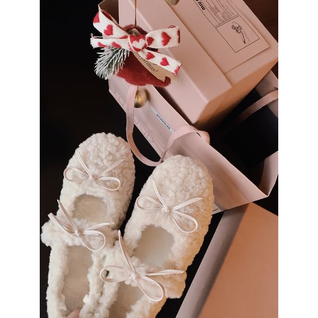 Fleece Jane Mary Shoes Wedge Hidden Bow