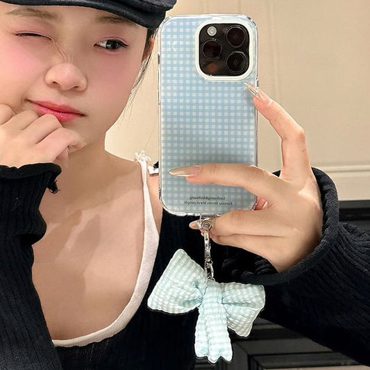 Set Charm Case Phone Bow / Plaid