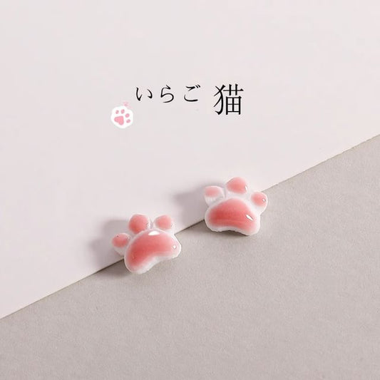 Ceramic Paw Earrings Cat