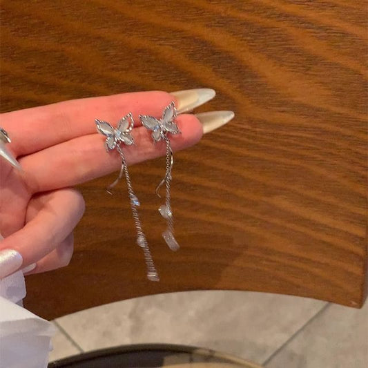 Eye Stone Faux Butterfly Earring Alloy Cat Dangle