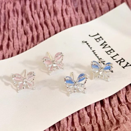 Earring Stud Alloy Eye Butterfly Faux Stone Cat