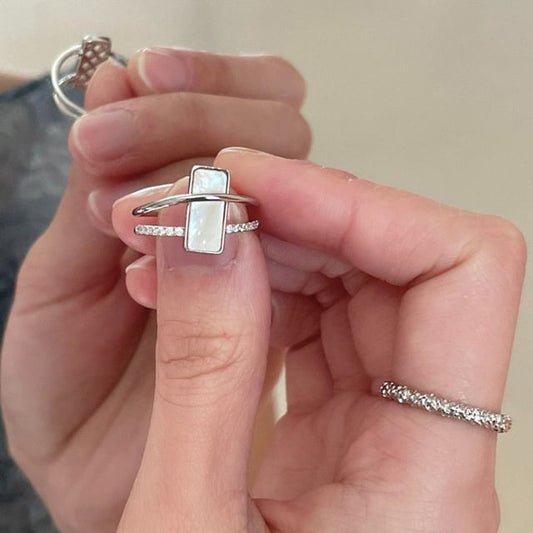 / Ring Open Geometric Rhinestone