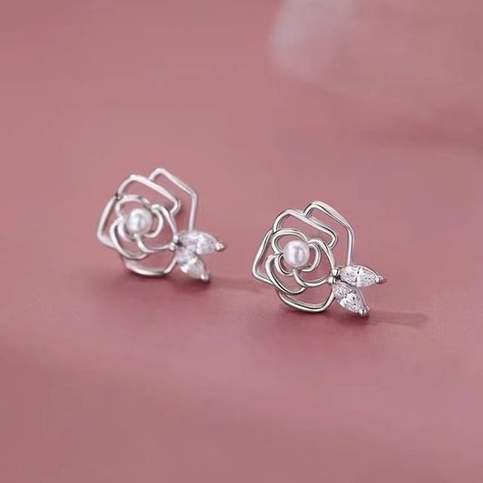 925 Sterling Silver Rose Stud Earring