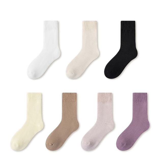 Plain Fleece-Lined Short Socks Set