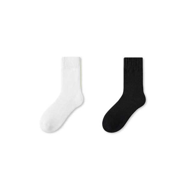 Plain Fleece-Lined Short Socks Set