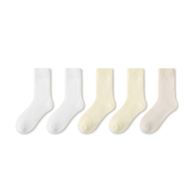 Plain Fleece-Lined Short Socks Set