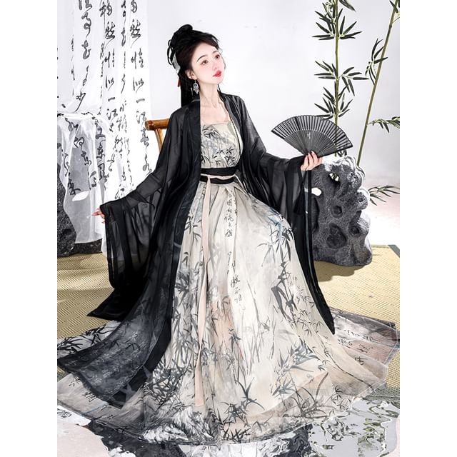 Bamboo Print Traditional Chinese Costume Set