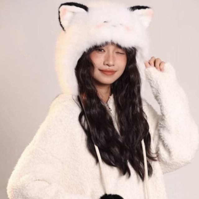 Chenille Trapper Animal Ear Hat