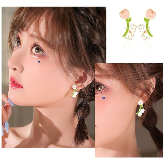 Ear Earring Designs Rabbit / Stud ) Silver Sterling Cartoon ( Various Cuff