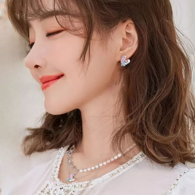 / Heart Panel Silver Stud Sterling Ear Earring Cuff