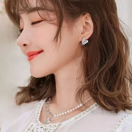 / Heart Panel Silver Stud Sterling Ear Earring Cuff