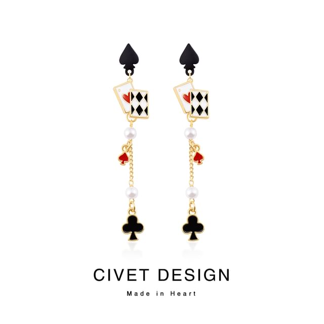 Earring Print Cuff Ear / Sterling Stud Silver Card Poker