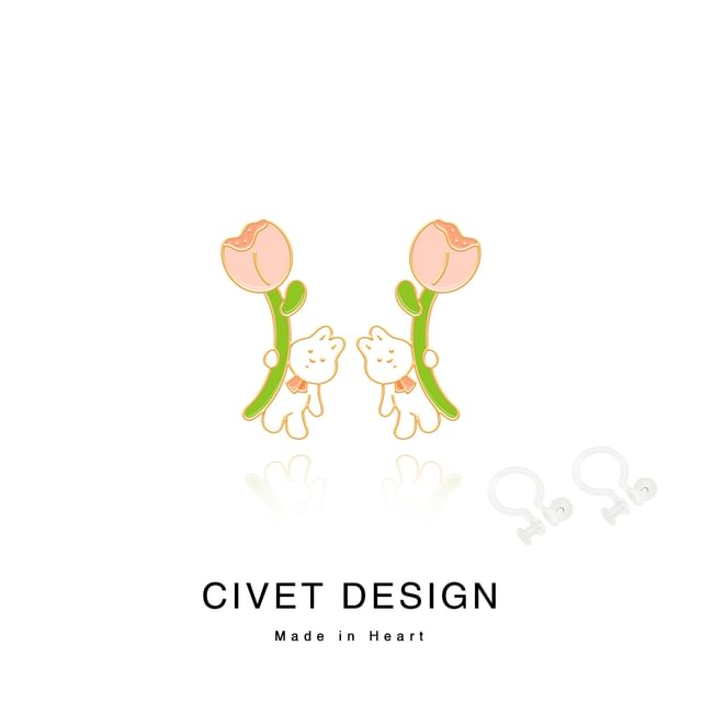 Ear Earring Designs Rabbit / Stud ) Silver Sterling Cartoon ( Various Cuff