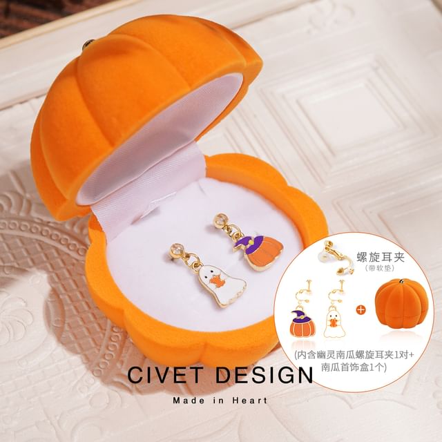 Pumpkin Box Velvet Jewelry + Phantom Halloween Earring