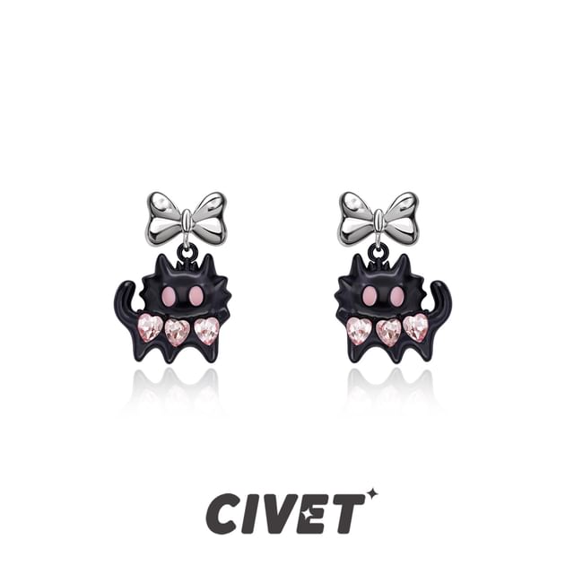/ Cuff Stud Cat Block Sterling Ear Silver Color Earring