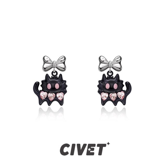 / Cuff Stud Cat Block Sterling Ear Silver Color Earring