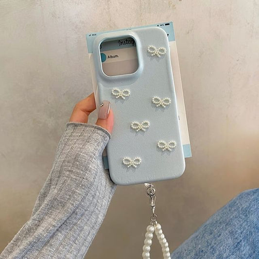 Phone Faux Strap Set / Bow Case Pearl