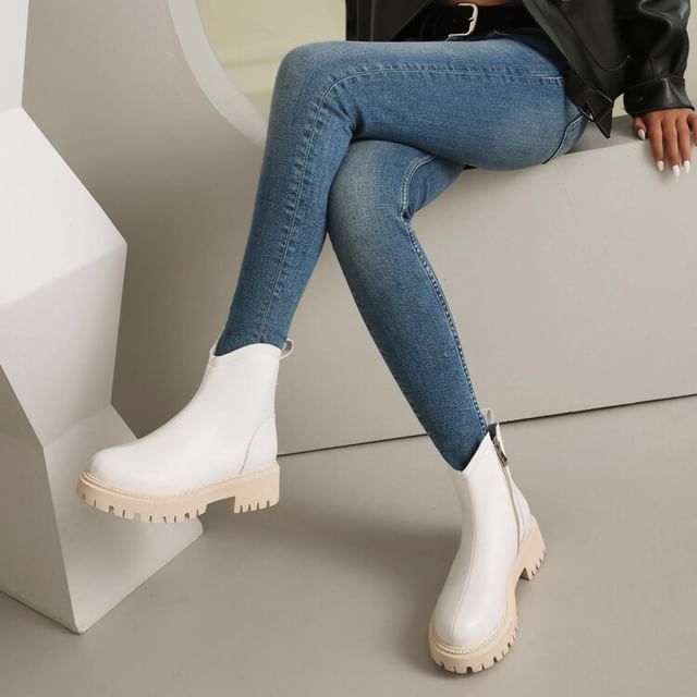 Short Boots Faux Platform Leather