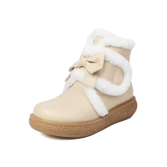 Trim Fluffy Platform Boots Bow Short