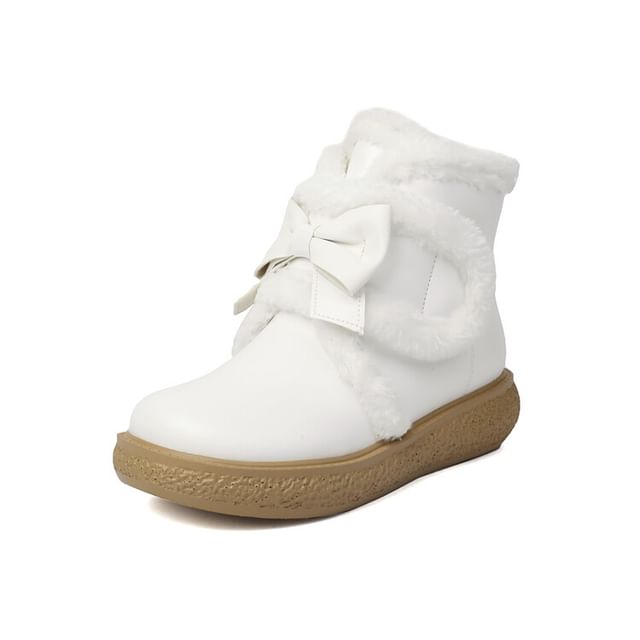 Bow Fluffy Trim Platform Short Boots