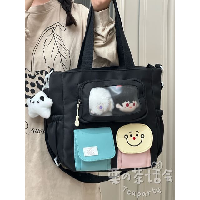 PVC Pocket Plain Tote Bag / Bag Charm / Set