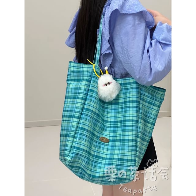 Plaid Tote Bag / Bag Charm / Set