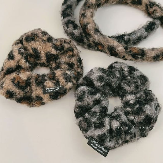 Leopard Fleece Scrunchie / Headband