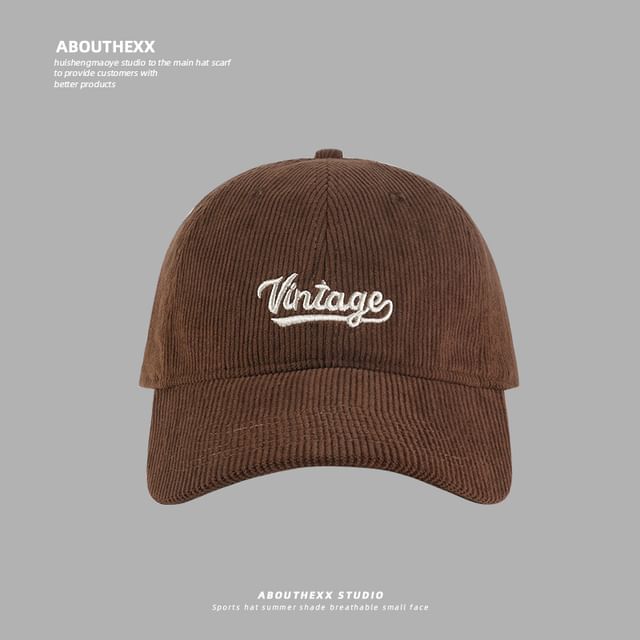 Corduroy Cap Lettering Embroidered Baseball