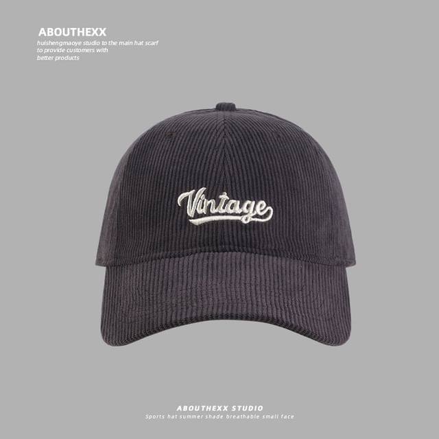 Corduroy Cap Lettering Embroidered Baseball