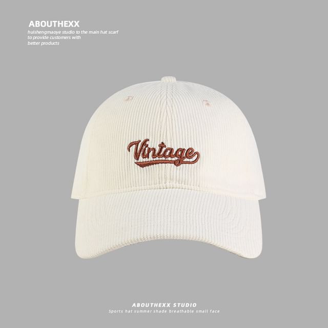Corduroy Cap Lettering Embroidered Baseball