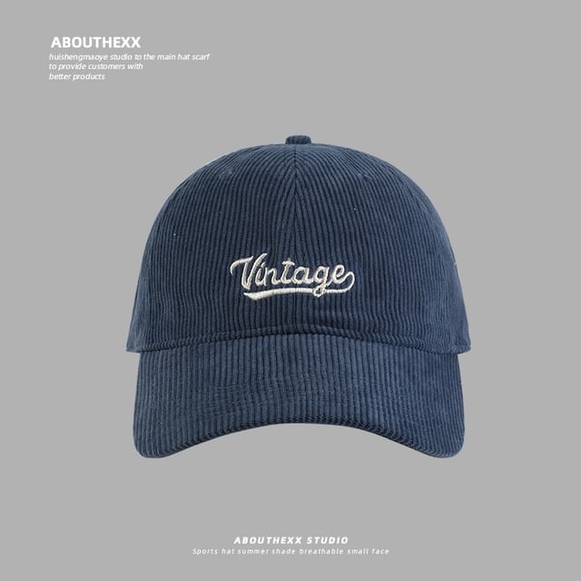 Corduroy Cap Lettering Embroidered Baseball