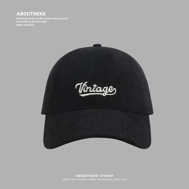 Corduroy Cap Lettering Embroidered Baseball