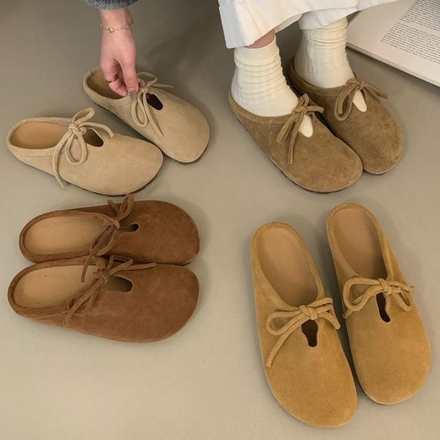 Mules Suede Bow Faux