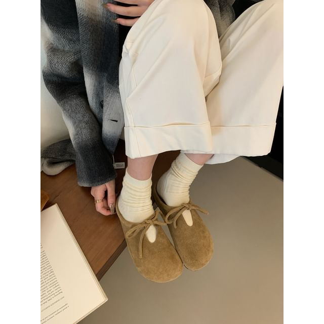 Mules Suede Bow Faux