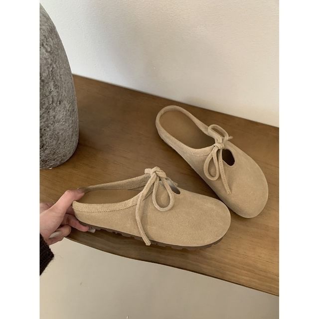 Mules Suede Bow Faux