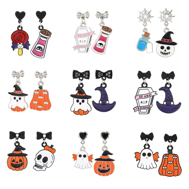 Halloween Cartoon Asymmetrical Alloy Drop Earring