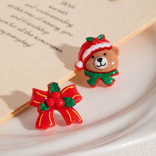 Christmas Cartoon Asymmetrical Resin Stud Earring