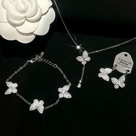Stud Butterfly Earring Necklace Bracelet /