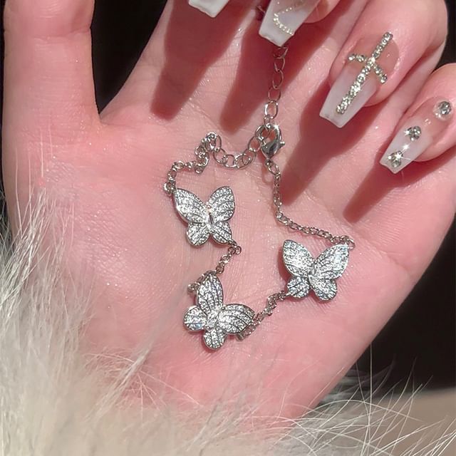 Stud Butterfly Earring Necklace Bracelet /