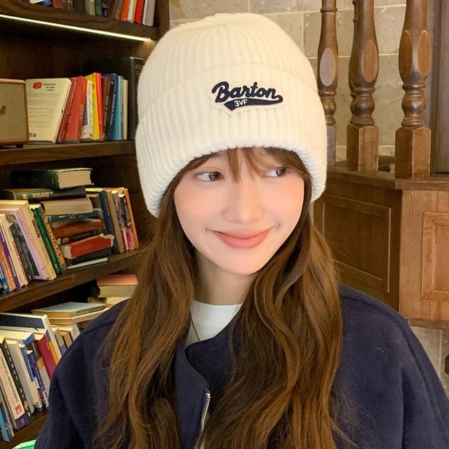 Beanie Lettering Knit Applique